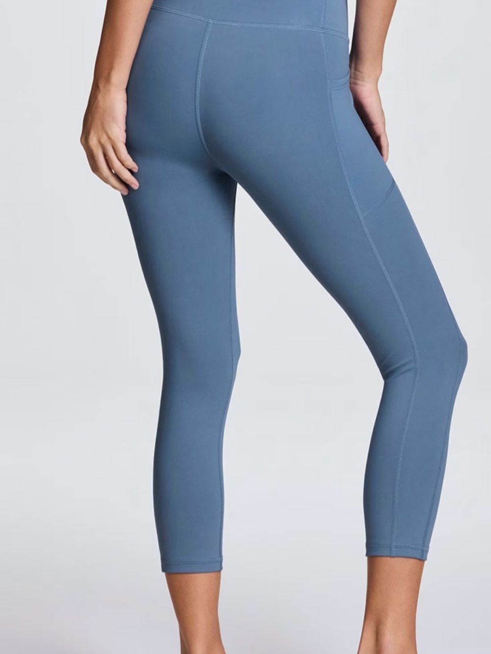High-Rise Blue Capri Active Leggings - Picture 3 of 8